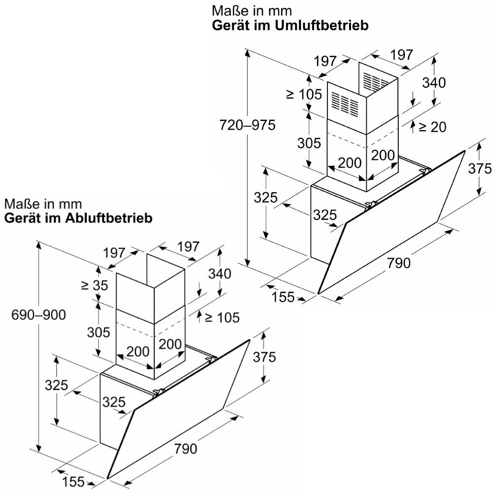 DUNSTABZUGSHAUBE SCHWARZ|NEFF D83 IDK 1SO|BREITE 80CM