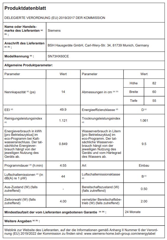 GESCHIRRSPÜLER WIFI-FÄHIG| |SIEMENS SN73HX60 CE| 60CM VOLLINTEGRIERT