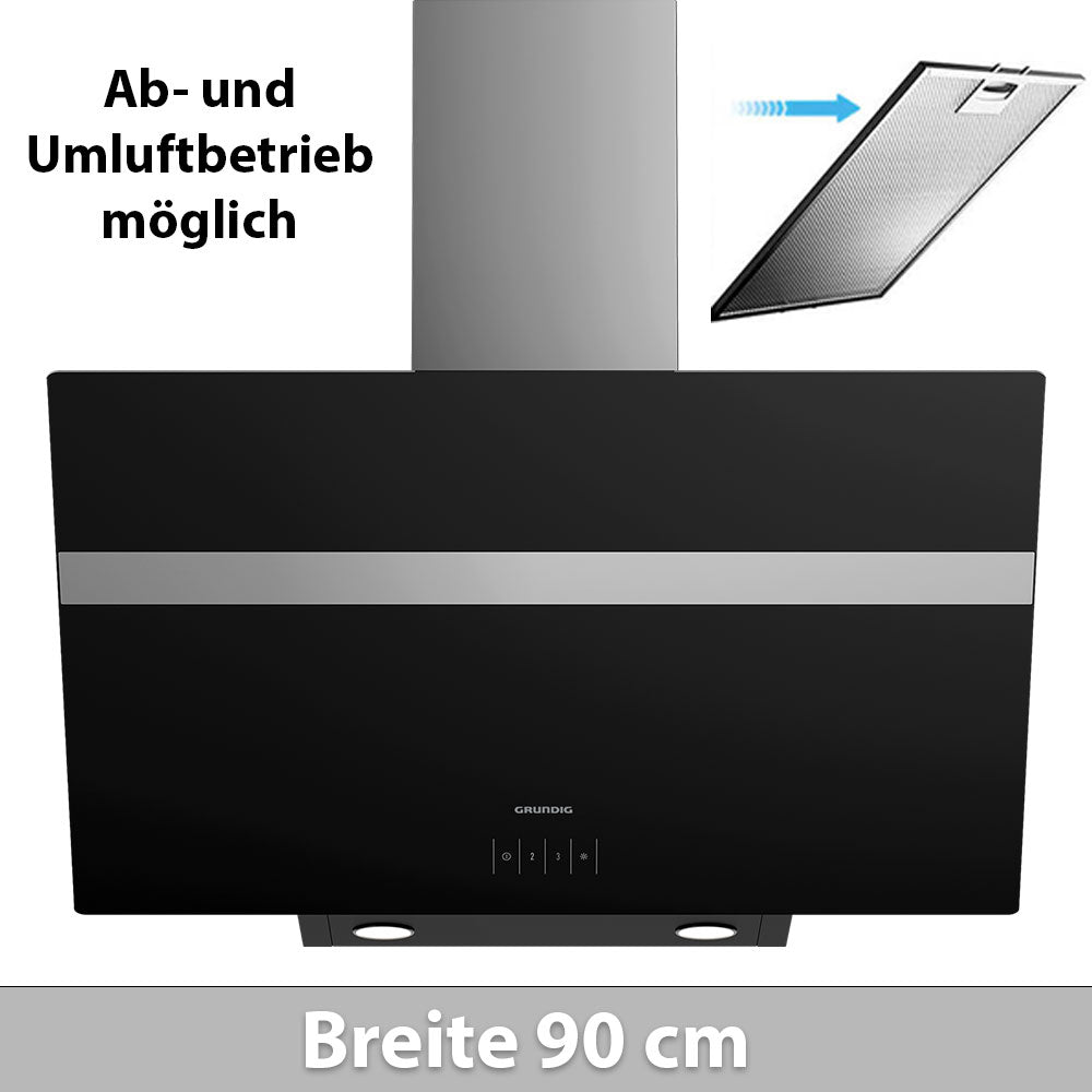 DUNSTABZUGHAUBE 90CM | GRUNDIG GDS 5460 B | SCHWARZ |EEK:A