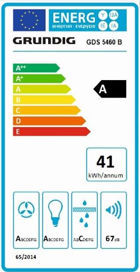 DUNSTABZUGHAUBE 90CM | GRUNDIG GDS 5460 B | SCHWARZ |EEK:A