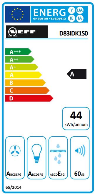DUNSTABZUGSHAUBE SCHWARZ|NEFF D83 IDK 1SO|BREITE 80CM