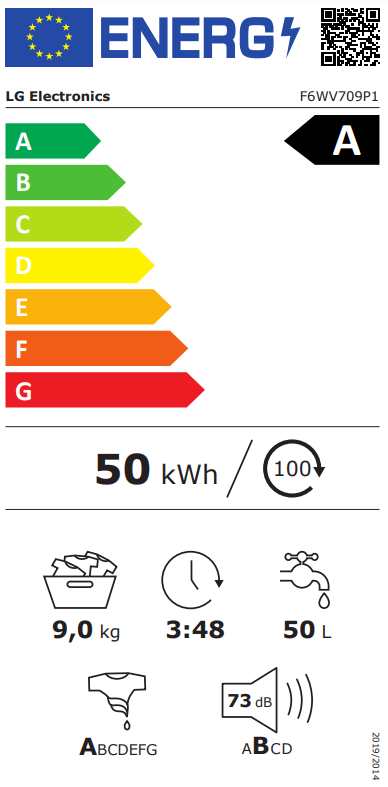 WASCHMASCHINE LG| LG F6 WV 709 P1|EEK:*A*| 9KG 1600U